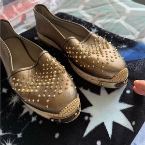 Gold Studded Women's Loafers